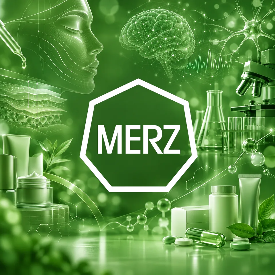 Projekt Merz: Pharma- und Ästhetik-Forschung in Grün mit Merz-Logo